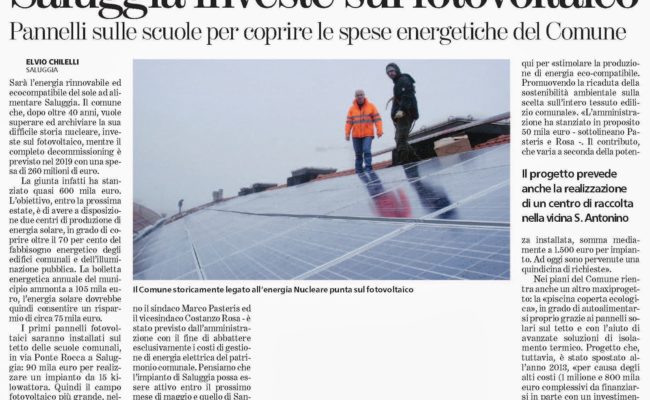 LA STAMPA VC – 16 FEBBRAIO 2011 – Saluggia investe sul fotovoltaico